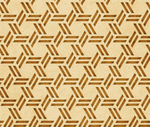 retro brązowa akwarela tekstura grunge bezszwowa geometria tła polygon cross spirala - cork textured backgrounds circle stock illustrations