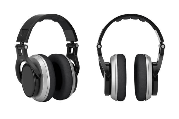 istock Black Wireless Headphones extreme closeup. 3d Rendering 867383450