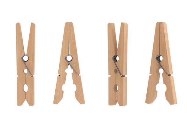 istock Set of Brown Wooden Clothespins. 3d Rendering 867386436