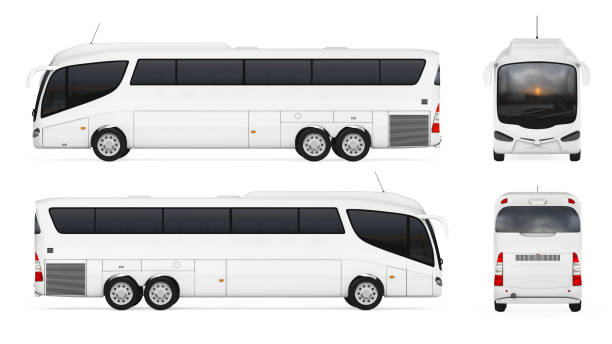 istock Big White Coach Tour Bus with Blank Surface for Yours Design. 3d Rendering 867386534