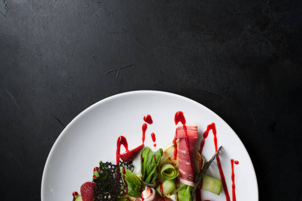 食品写真創造的なレストランの食事のコンセプト - 高級グルメ ストックフォトと画像