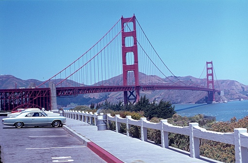 San Francisco, California, USA, 1968. Golden gate bridge.