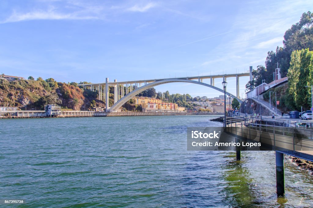 harbor View of the Arrábida Bridge in Porto Architecture Stock Photo