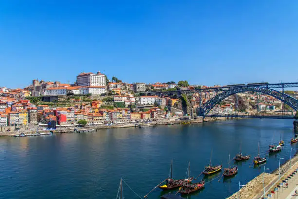 View of the Dom Luis Bridge in Porto