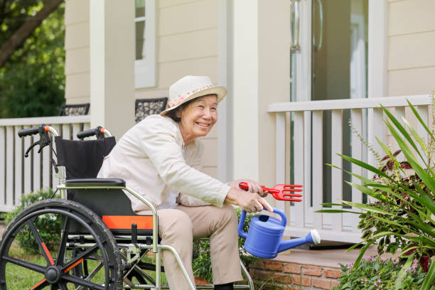 istock Elderly woman relax with gardening in backyard 867398662