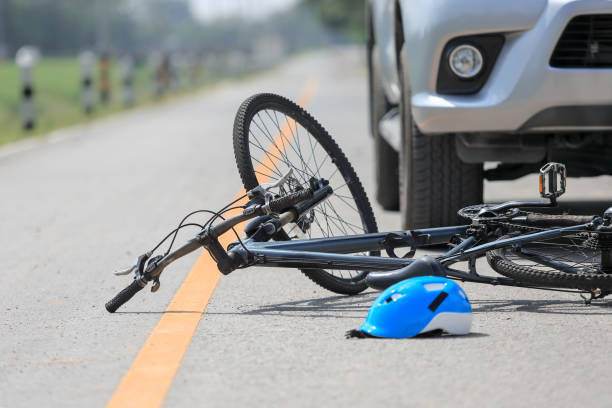 istock Accident car crash with bicycle on road 867398790