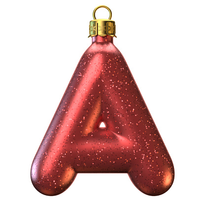 Christmas tree decoration font, letter A 3d rendering