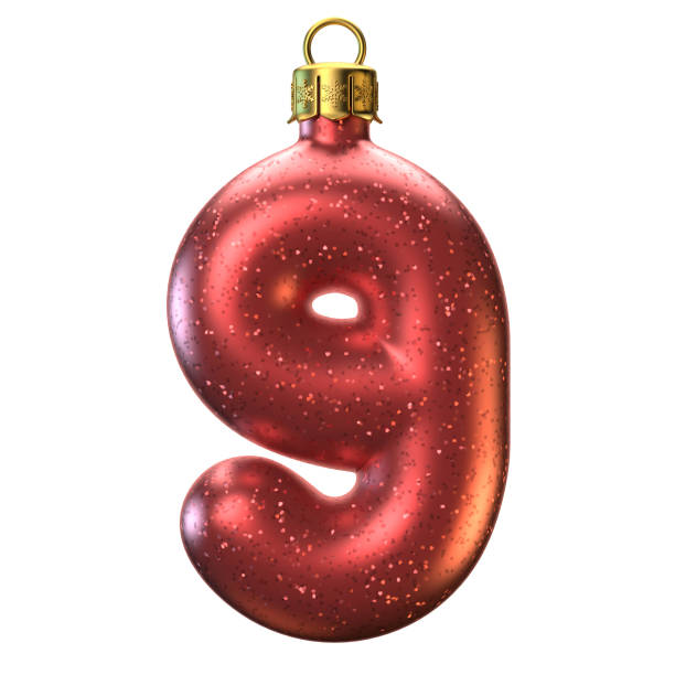 istock Christmas tree decoration font,  number 9, 3d rendering 867406162