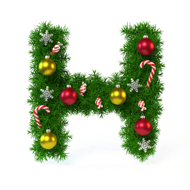 istock Christmas font isolated on white, letter H 3d rendering 867409878