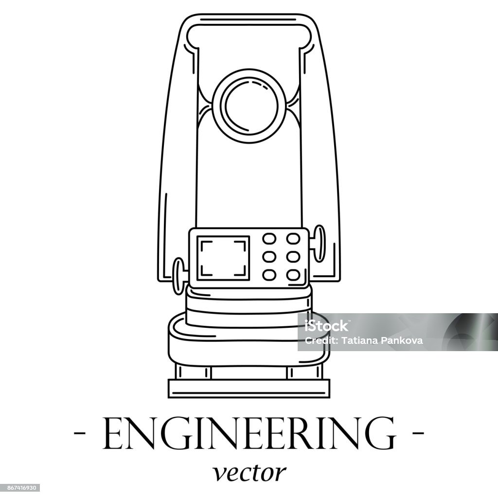 Engineering logo with a theodolite. Business Finance and Industry stock vector