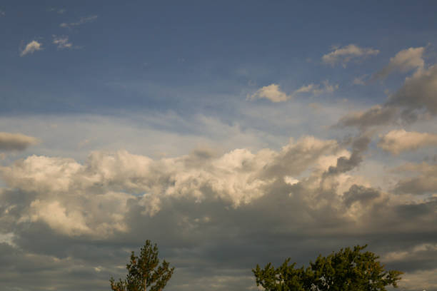 istock Early morning bright sunlight and a blue sky with dense feather-like clouds 867417660
