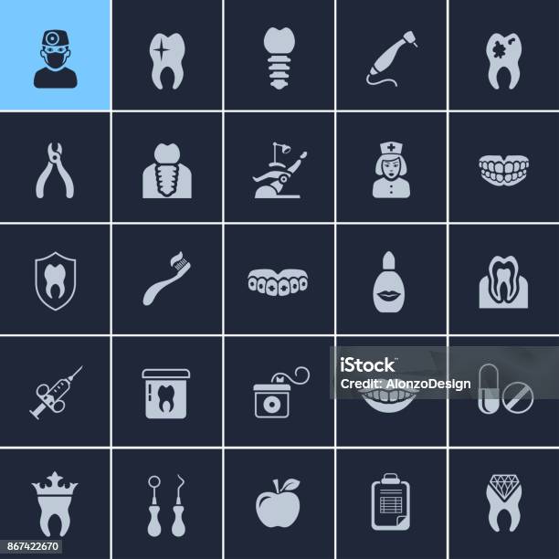 Dentistry Icons Stock Illustration - Download Image Now - Icon Symbol, Dental Equipment, Dental Health