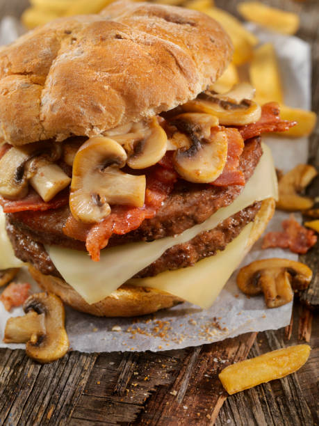 istock Mushroom, Bacon, Swiss Burger with Fries 867422726