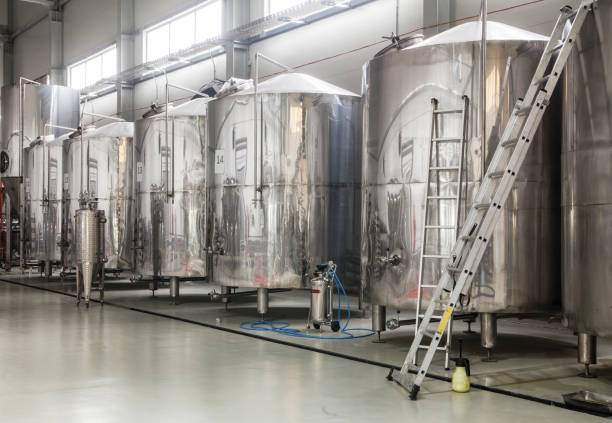 istock Modern brewery with stainless steel tanks 867423616