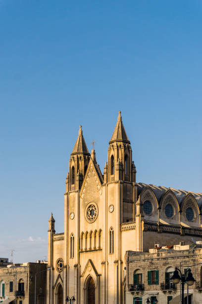 Travel St. Pauls Cathedral view of Valletta in Malta st paul cathedral la valletta malta island stock pictures, royalty-free photos & images