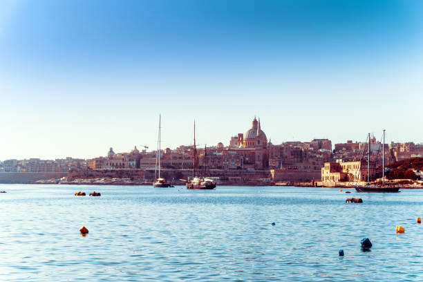 Travel St. Pauls Cathedral view of Valletta in Malta st paul cathedral la valletta malta island stock pictures, royalty-free photos & images
