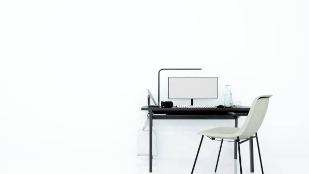 furniture office 3d rendering and background white decoration