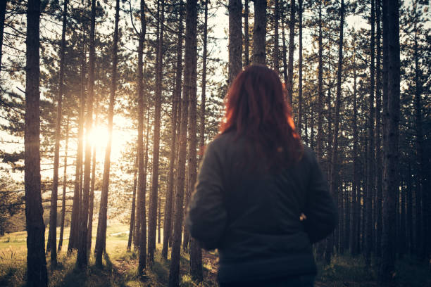 istock Woman in forest at suset 867466640