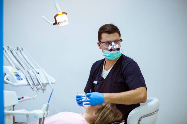 Regular dental check-up. stock photo