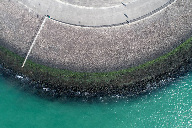 Dyke and coastline - aerial view