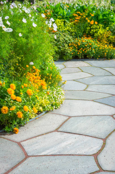 istock Colorful flowerbeds and slates 867487648