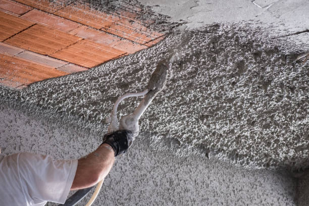 construction worker applying cement plaster - plaster imagens e fotografias de stock