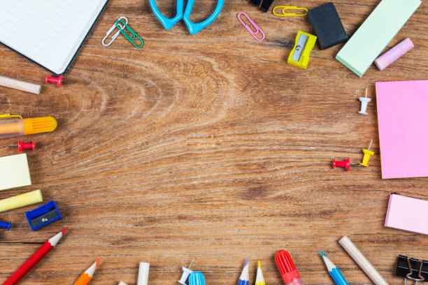 istock School office supplies on a background 867495932