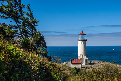 View of Cape Dissapointment lighthouse in Washington, USA