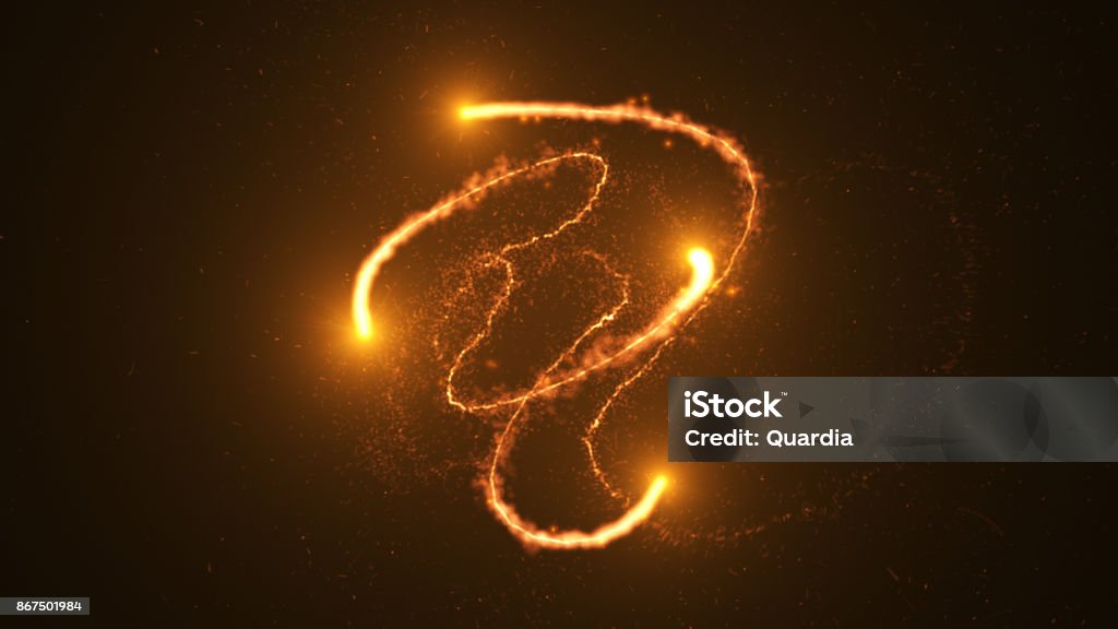 Ring of fire, Plasma ring on a dark background. Fire comet light flying in circle. Shining lights in motion with small particles. 3D rendering, Abstract background. Paranormal Stock Photo