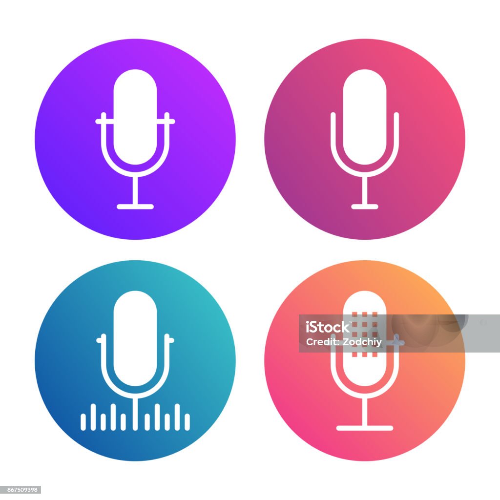 Mikrofon-Symbole kopieren - Lizenzfrei Podcasting Vektorgrafik