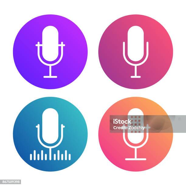Mikrofonsymbole Kopieren Stock Vektor Art und mehr Bilder von Podcasting - Podcasting, Mikrofon, Icon