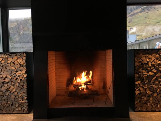istock Indoor fireplace burning wood 867512738