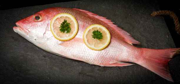 istock Red Snapper on a grill with seasoning and vegetable 867513406