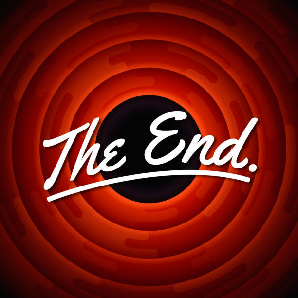 The End The end screen credits circle concept. the end sign stock illustrations