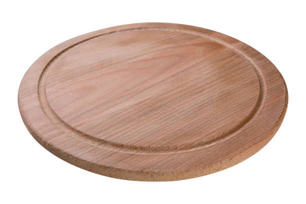 istock round wooden cutting board on white background, beech tree 867538154