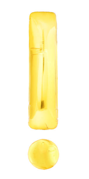 istock Golden exclamation point made of inflatable balloon 867545064