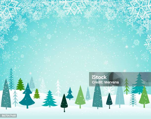 Christmas Landscape Stock Illustration - Download Image Now - Backgrounds, Winter, Christmas
