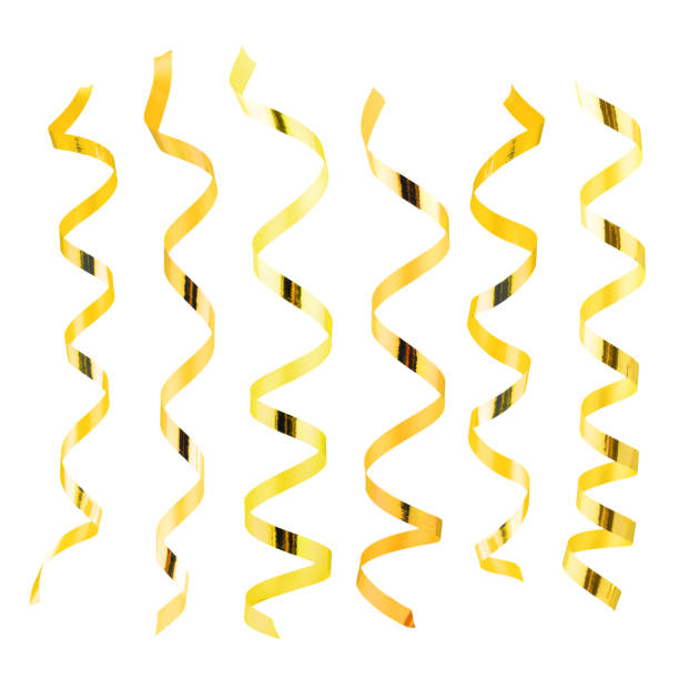 istock Set collection of curly golden ribbon 867547578