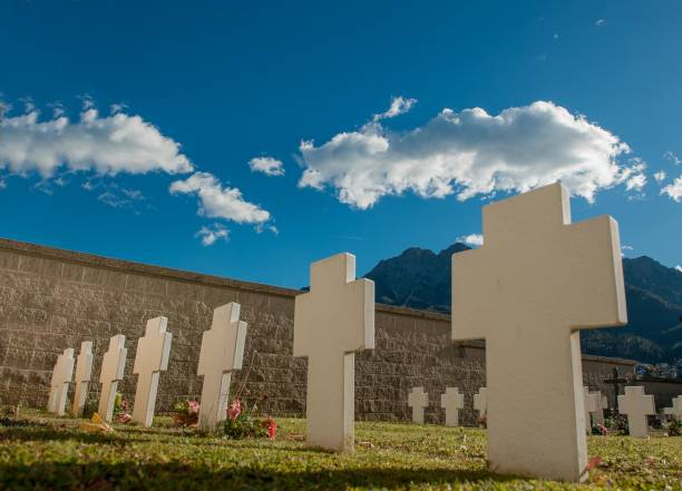 crosses marble crosses in the cemetery monumento comemorativo stock pictures, royalty-free photos & images