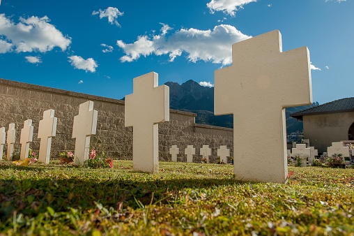 marble crosses in the cemetery