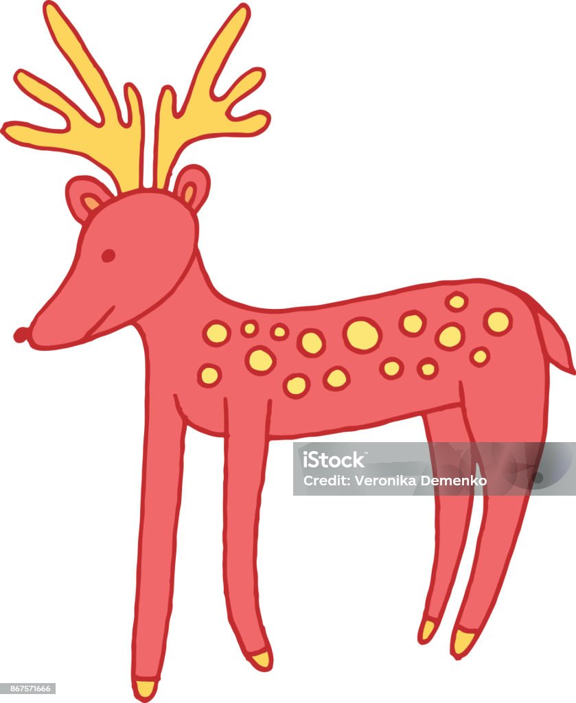 Forest Animal Deer Doodle Cartoon Simple Illustration Kids Draw Stock  Illustration - Download Image Now - iStock