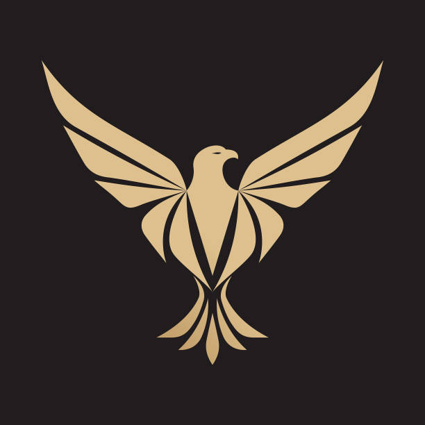 ikona orła - ilustracja wektorowa - phoenix tattoo bird wing stock illustrations