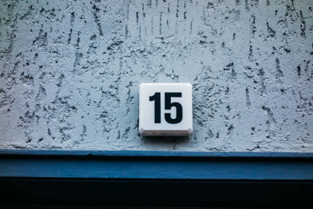 istock number 15 door sign in cold colors 867588850