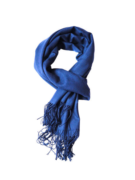 istock Navy blue knitted scarf isolated on white background 867598880