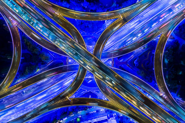 istock Aerial view of Shanghai Highway at Night 867612604