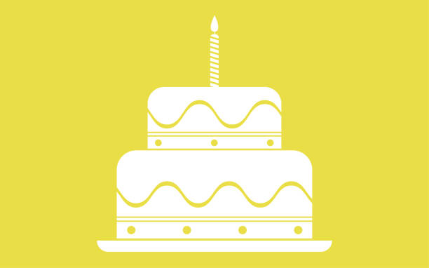 黄色の背景にフラット ホワイト ケーキ - cake yellow sweet food banquet点のイラスト素材／クリップアート素材／マンガ素材／アイコン素材