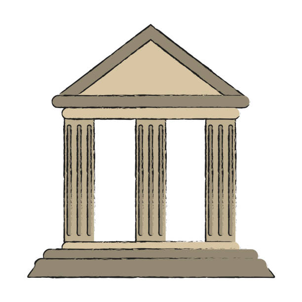 starożytny grecki obraz ikony budynku - column pedestal greek culture washington dc stock illustrations