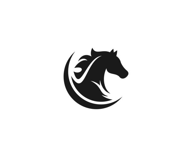pferd symbol - horse sign black vector stock-grafiken, -clipart, -cartoons und -symbole