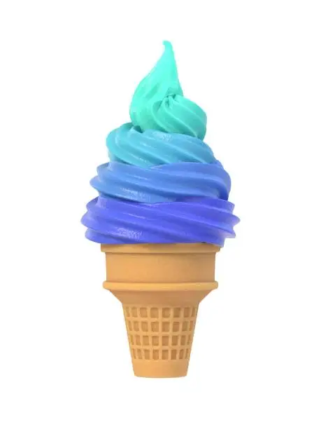 Photo of Colorful frozen yogurt icecream in waffle cone