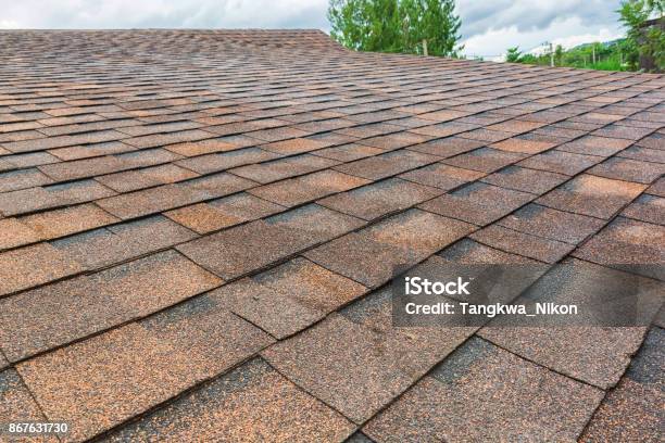 Roof Shingles Background And Texture Stock Photo - Download Image Now - Rooftop, Building Contractor, Roofer